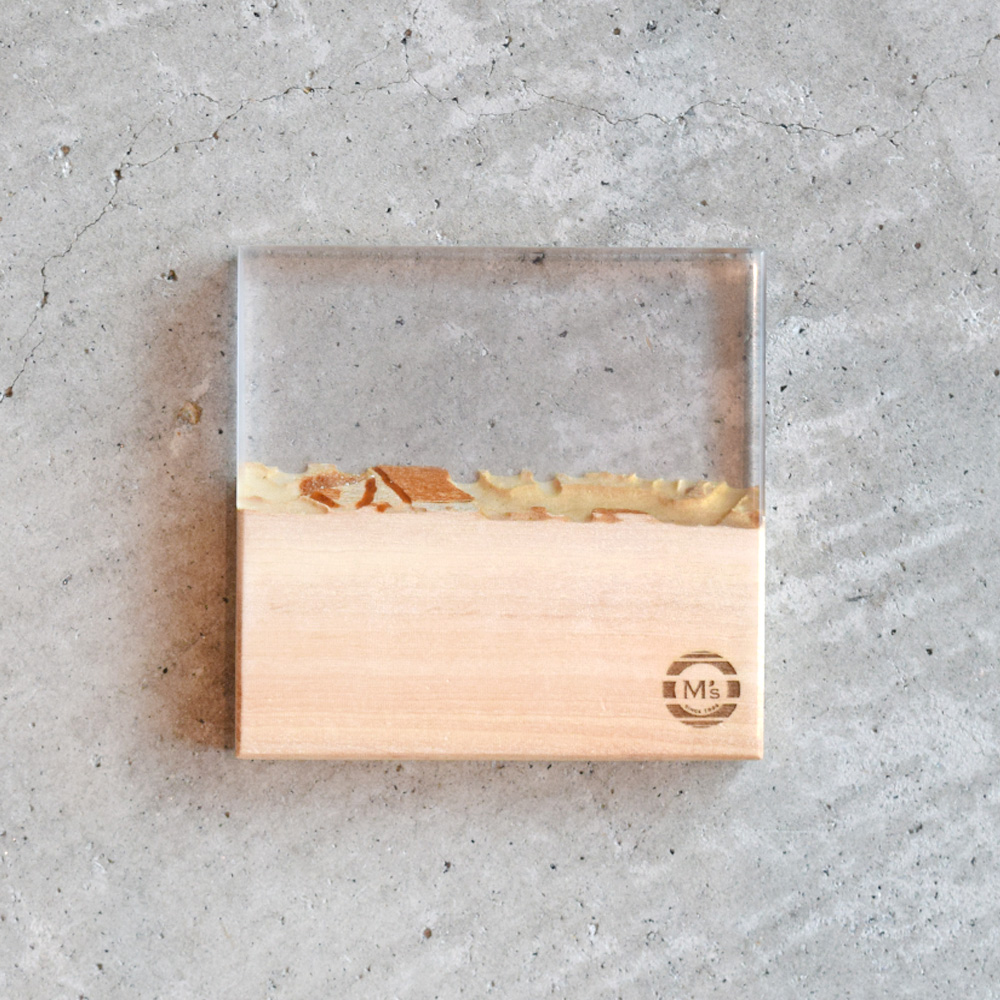 レジンコースター 無色クリア×栃