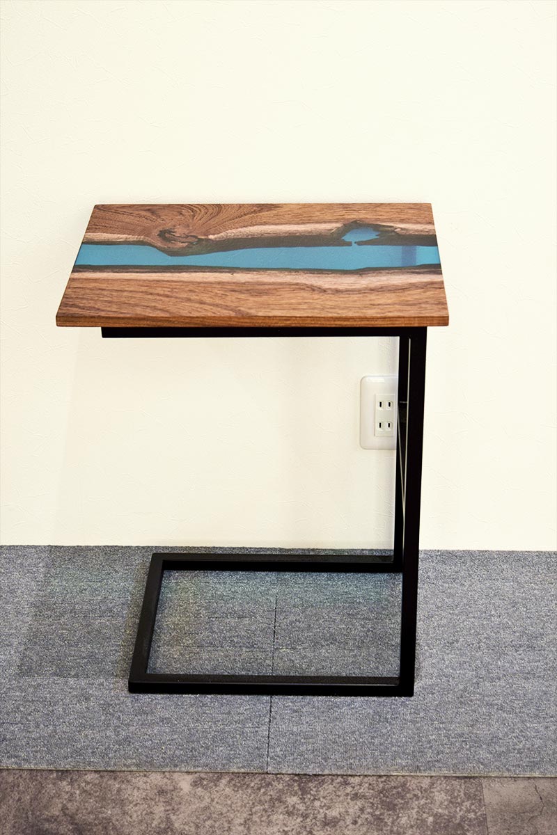 TGM181128/29-a チーク 一枚板 レジン商品 一枚板サイドテーブル 家具 サイドテーブル