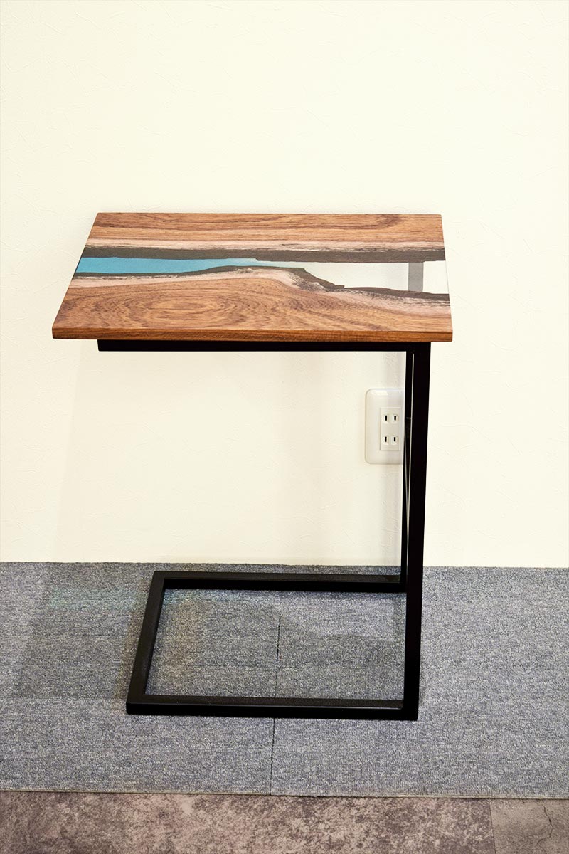 TGM181128/29 チーク 一枚板 レジン商品 一枚板サイドテーブル 家具 サイドテーブル