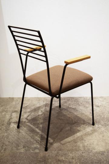 MSOC-if05 M's オリジナルチェア アイアンフレームアームチェア（アーム&ファブリックシート）ブラウン 椅子 村上一枚板オリジナル