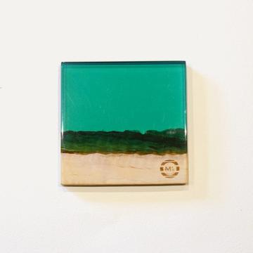 gd0047 レジンコースター　グリーンクリア×栃 レジン商品 雑貨 コースター コースター