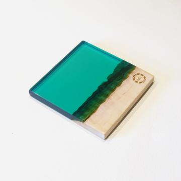 gd0047 レジンコースター　グリーンクリア×栃 レジン商品 雑貨 コースター コースター