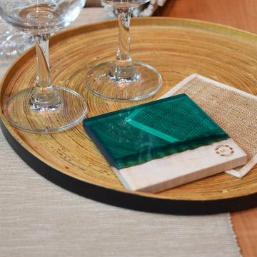 gd0047 レジンコースター　グリーンクリア×栃 レジン商品 雑貨 コースター コースター