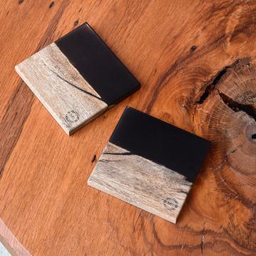 gd0074 レジンコースター 黒クリア×サペリ レジン商品 雑貨 コースター コースター