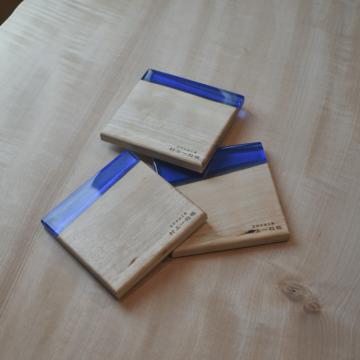 gd0052 レジンコースター　ブルークリア×栃 レジン商品 雑貨 コースター コースター