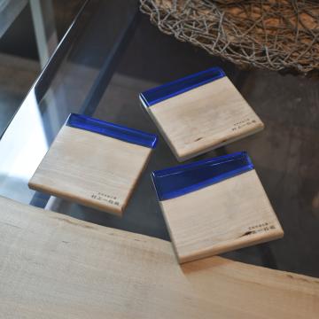 gd0052 レジンコースター　ブルークリア×栃 レジン商品 雑貨 コースター コースター