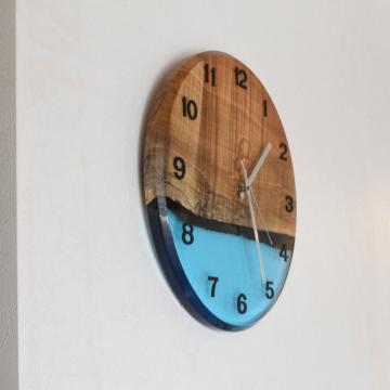 gd0075 レジン時計 ライトブルークリア×楓 レジン商品 雑貨 時計 時計