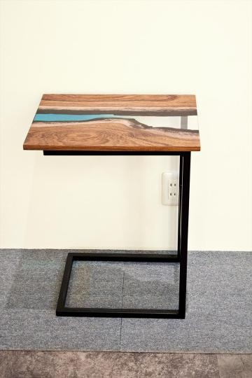 TGM181128/29 チーク 一枚板 レジン商品 一枚板サイドテーブル 家具 サイドテーブル