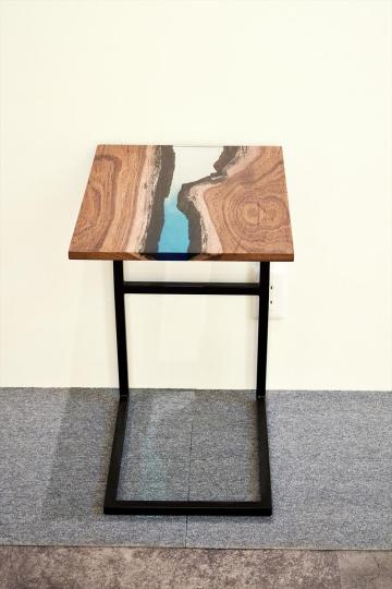 TGM181128/29 チーク 一枚板 レジン商品 一枚板サイドテーブル 家具 サイドテーブル