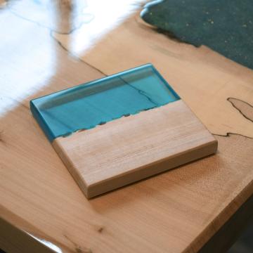 gd0071 レジンコースター ライトブルークリア×栃 レジン商品 雑貨 コースター コースター