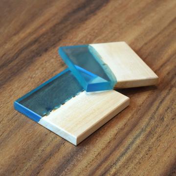 gd0071 レジンコースター ライトブルークリア×栃 レジン商品 雑貨 コースター コースター