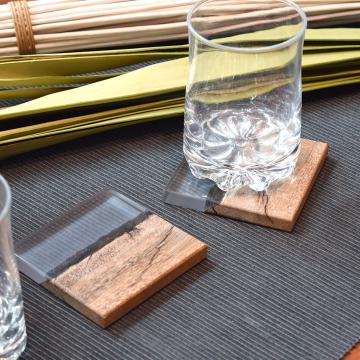 gd0073 レジンコースター 無色クリア×サペリ レジン商品 雑貨 コースター コースター