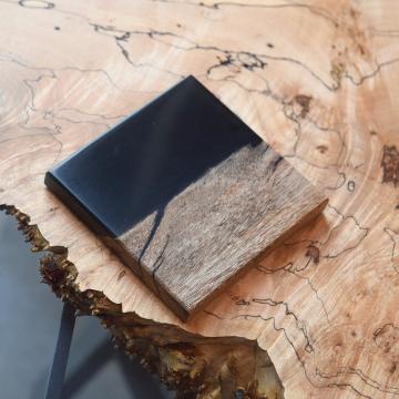 gd0074 レジンコースター 黒クリア×サペリ レジン商品 雑貨 コースター コースター