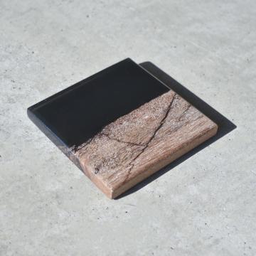 gd0074 レジンコースター 黒クリア×サペリ レジン商品 雑貨 コースター コースター