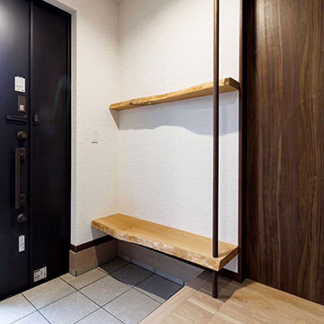 栗の玄関ベンチ(栗無垢一枚板ベンチ)